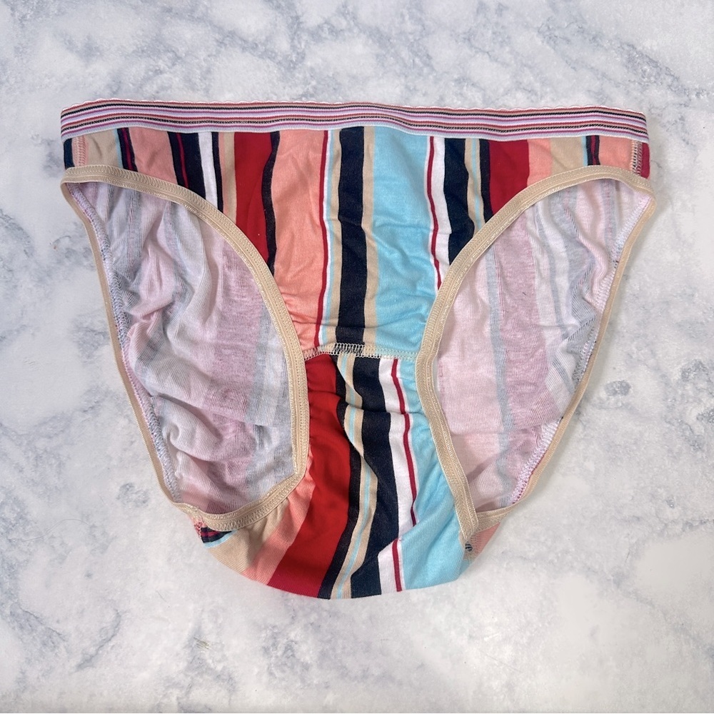 NWT VTG Victoria’s Secret Y2K blue pink striped bikini panty S